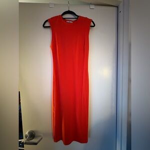 Zara Bright Orange Sleeveless Midi Dress